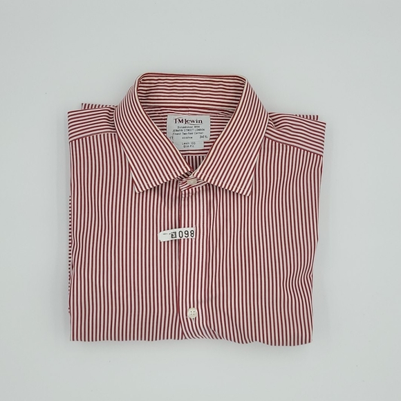 Men's T.M Lewin Striped Red Dress Shirt (17/34.5) - Picture 2 of 12